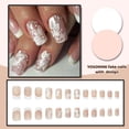 thumbnail image 4 of Uñas postizas YOSOMMK medianas nude cuadradas con diseño floral, 4 of 5