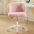 thumbnail image 2 of PORKISS Vanity Chair with Back, Home Office Chair, Ergonomic Home Desk Chair with Artificial Alpaca Wool Fabric, Adjustable Swivel Task Computer Chair with Wheels, Pink #2, 2 of 11