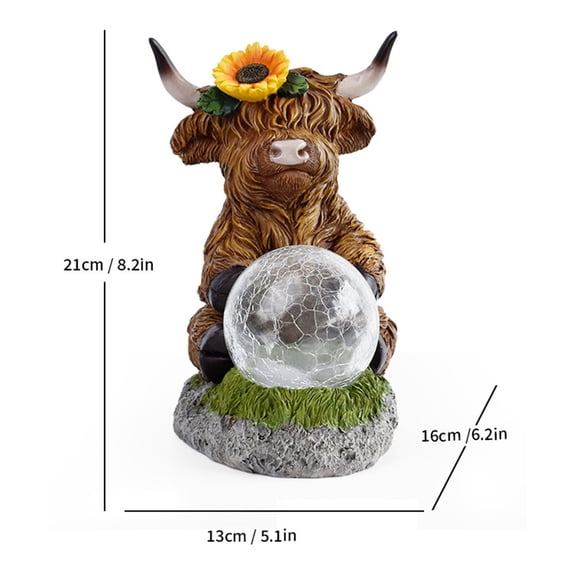 Solar Garden Yak Ornament, Resin Outdoor Cattle Decoration with LED Light for Yard, Patio, Pathway, Courtyard, Lawn Décor