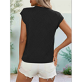 thumbnail image 4 of Womens Summer Mock Neck Cap Sleeve Loose Knit Pullover Tank Tops Black L, 4 of 9