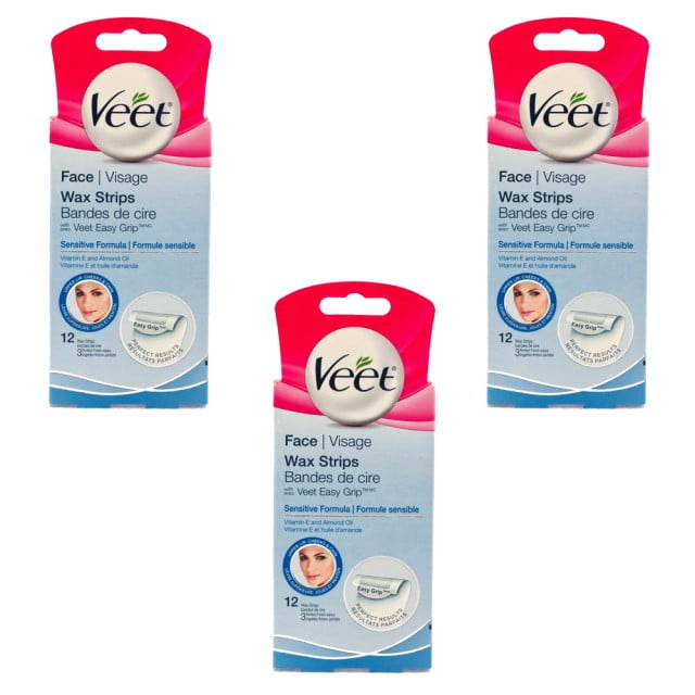 Veet Wax Strips Sensitive Formula / Face / 12ct (Pack of 3) Walmart