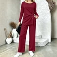 thumbnail image 5 of AnuYalue Women's Plus Size 2 Piece Outfits Long Sleeve Blouse and Pants Solid Loungewear Sets Travel Outfits, 5 of 9
