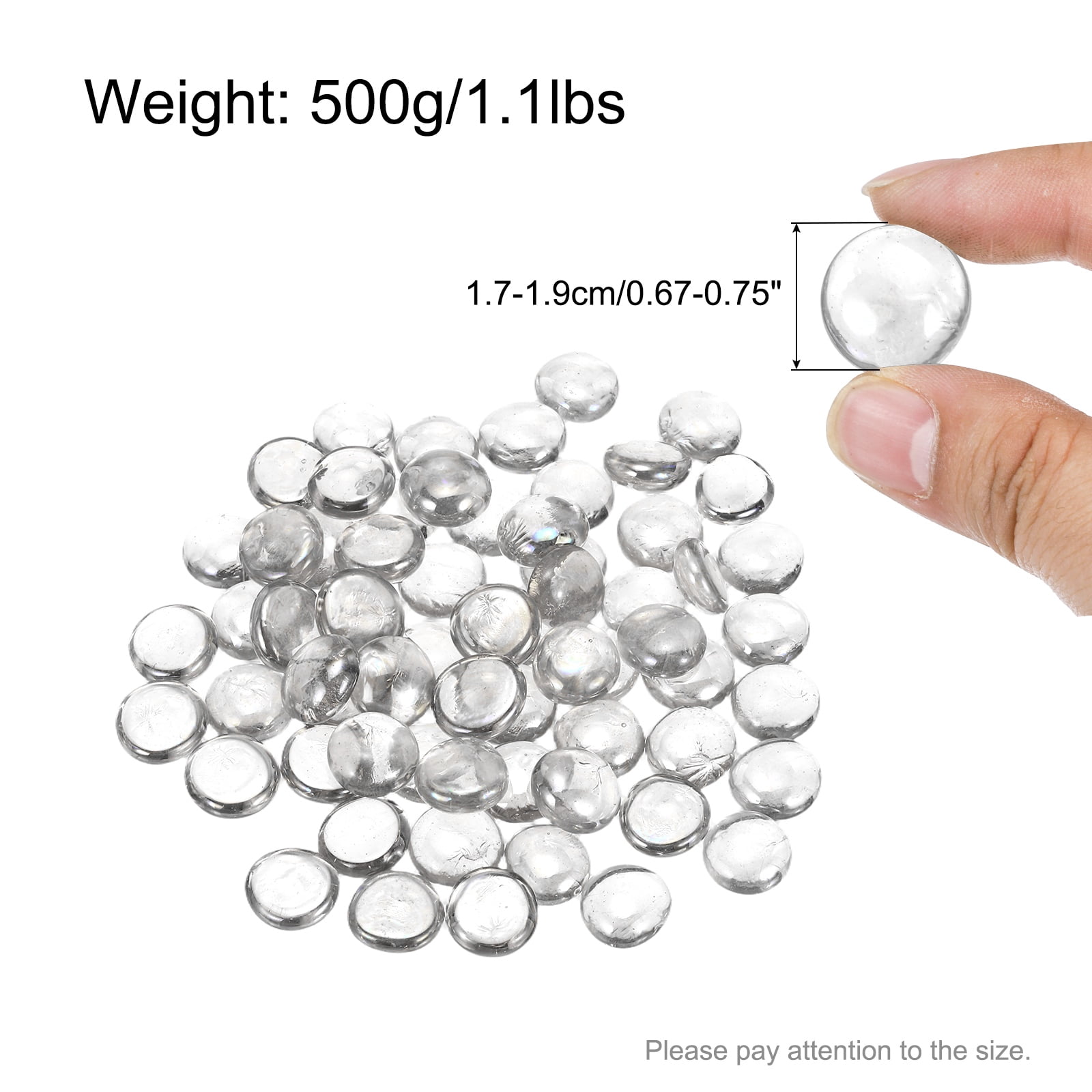 Uxcell Ceramics Beads, Flat Ceramics Clear Iridescent 1.1lbs (0.67-0.75 Inch) Ceramics Marbles Pebbles for Vase Fillers