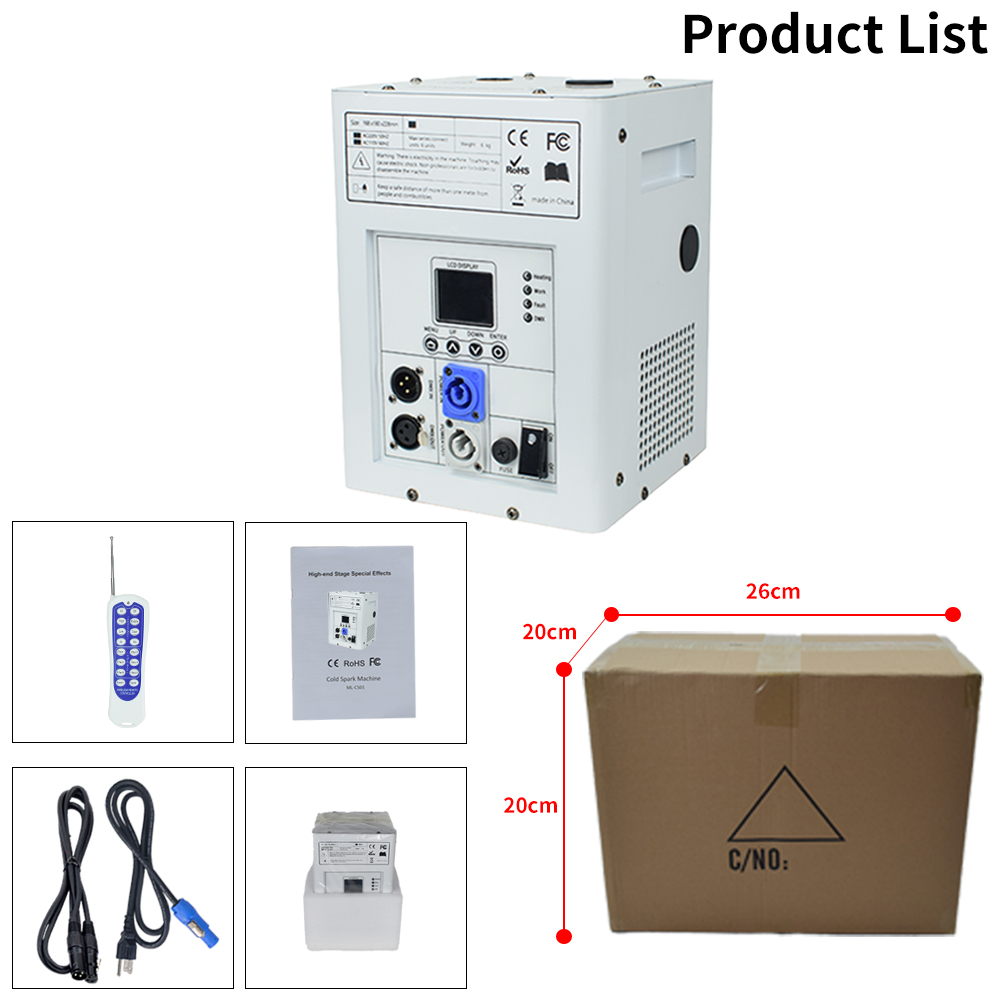 4PCS 750W Cold Spark Machine DMX512 Firework Machine 3-16ft Adjustable for Wedding Stage Party DJ Disco,White
