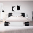 thumbnail image 2 of Bed frame with iron plate trim, faux leather upholstered platform bed with adjustable headboard and sturdy wooden slats My Lux Decor Round, 2 of 9