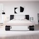 thumbnail image 2 of Bed frame with iron plate trim, faux leather upholstered platform bed with adjustable headboard and sturdy wooden slats My Lux Decor Round, 2 of 9
