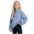 thumbnail image 2 of larppty Mock Neck Sweatshirt for Girls Oversized Turtleneck Sweater Long Sleeve Cute Fleece Pullover Tops Fall Trendy Hoodies Clothes (11-12 Years,Sky Blue), 2 of 5