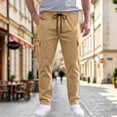 thumbnail image 7 of Nestiefly Mens Cargo Pants Relaxed Fit Chino Elastic Waist Multi Pocket Hiking Work Trousers Khaki L, 7 of 7