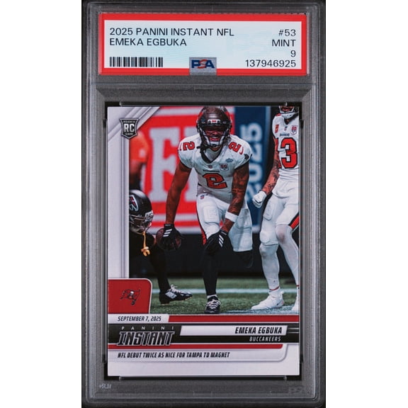 Graded 2025 Panini Instant NFL Emeka Egbuka #53 Rookie RC Football Card PSA 9 Mint