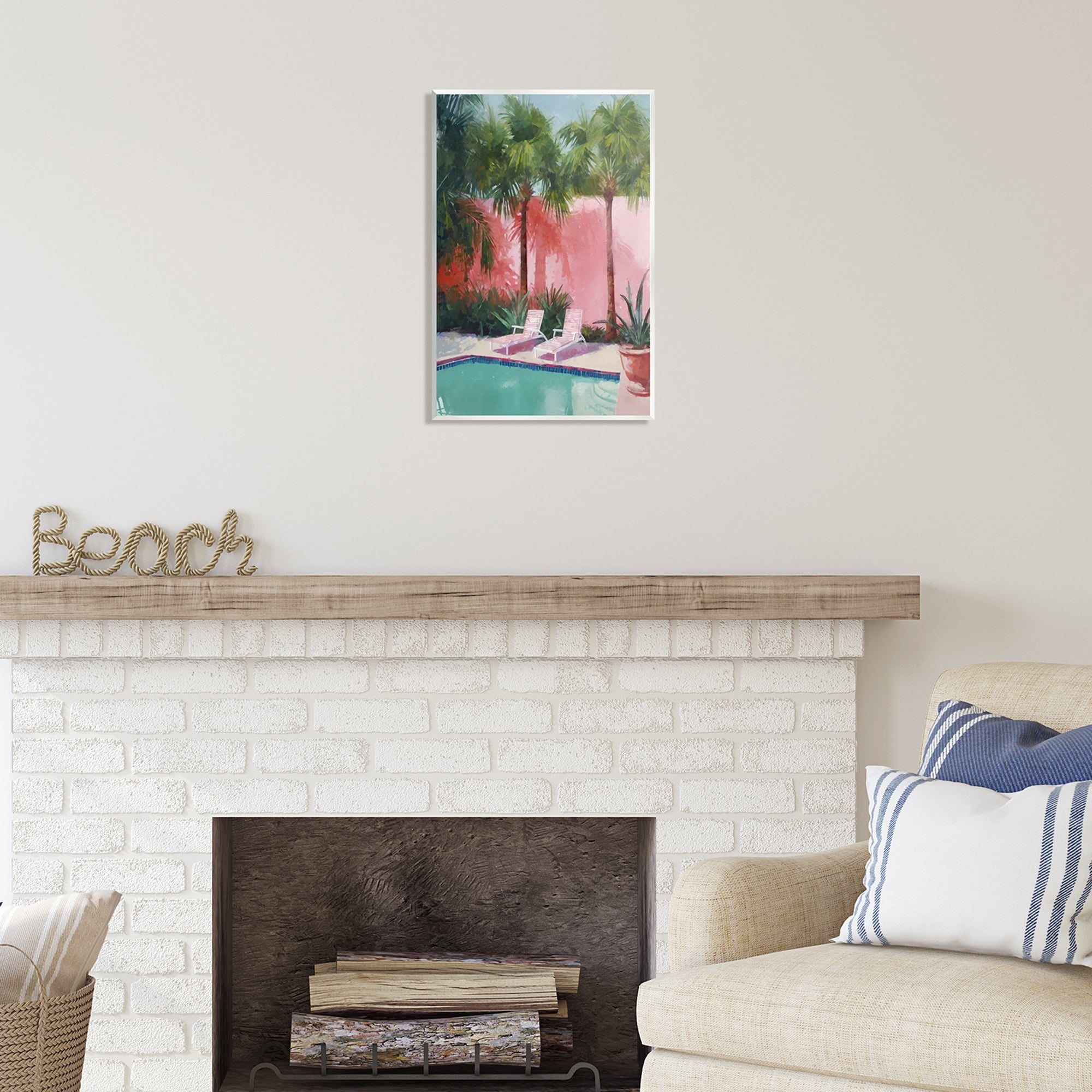 Stupell Industries Tropical Summer Pool Botanical & Floral Painting Unframed Art Print Wall Art, 13 x 19