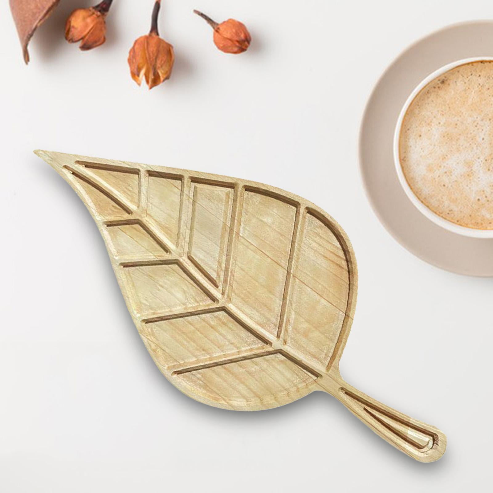 Wood snacks plates Serving Tray Sushi Bread Meat Seafood Cheese Board Serving Plate Leaf Platter for Afternoon Tea Coffee Table Home Party