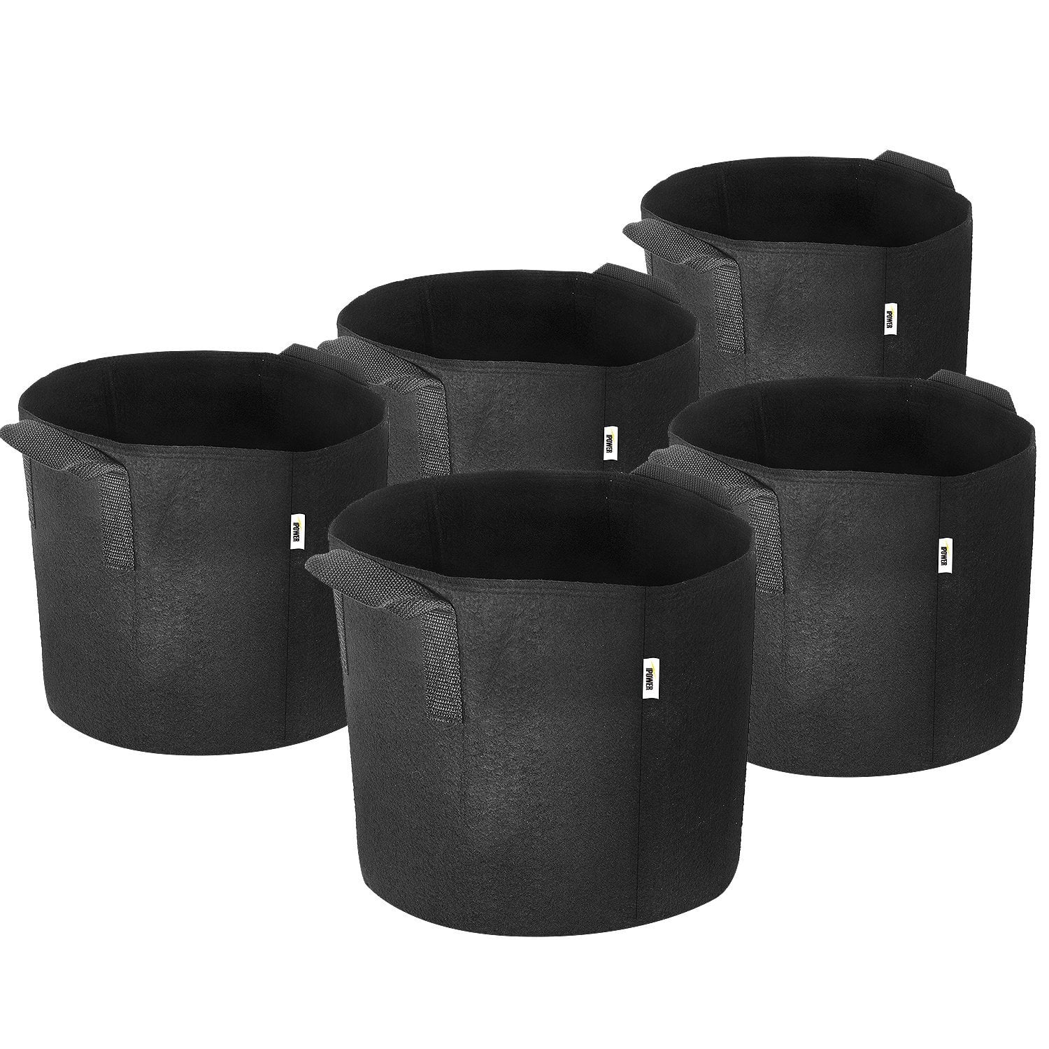 5-Pack 5 Gallon Grow Bags/Aeration Fabric Pots w/Handles Black 