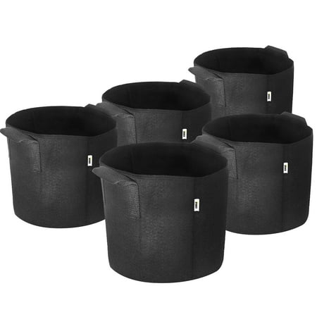 iPower 3-Gallon 5-Pack Grow Bags Fabric Aeration Pots Container with Strap Handles...