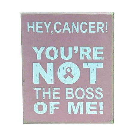 JennyGems Stand Up Sign Hey, Cancer! You're Not The Boss of Me! (Pink) - Cancer Survivor and Awareness - Gifts for Cancer Patients