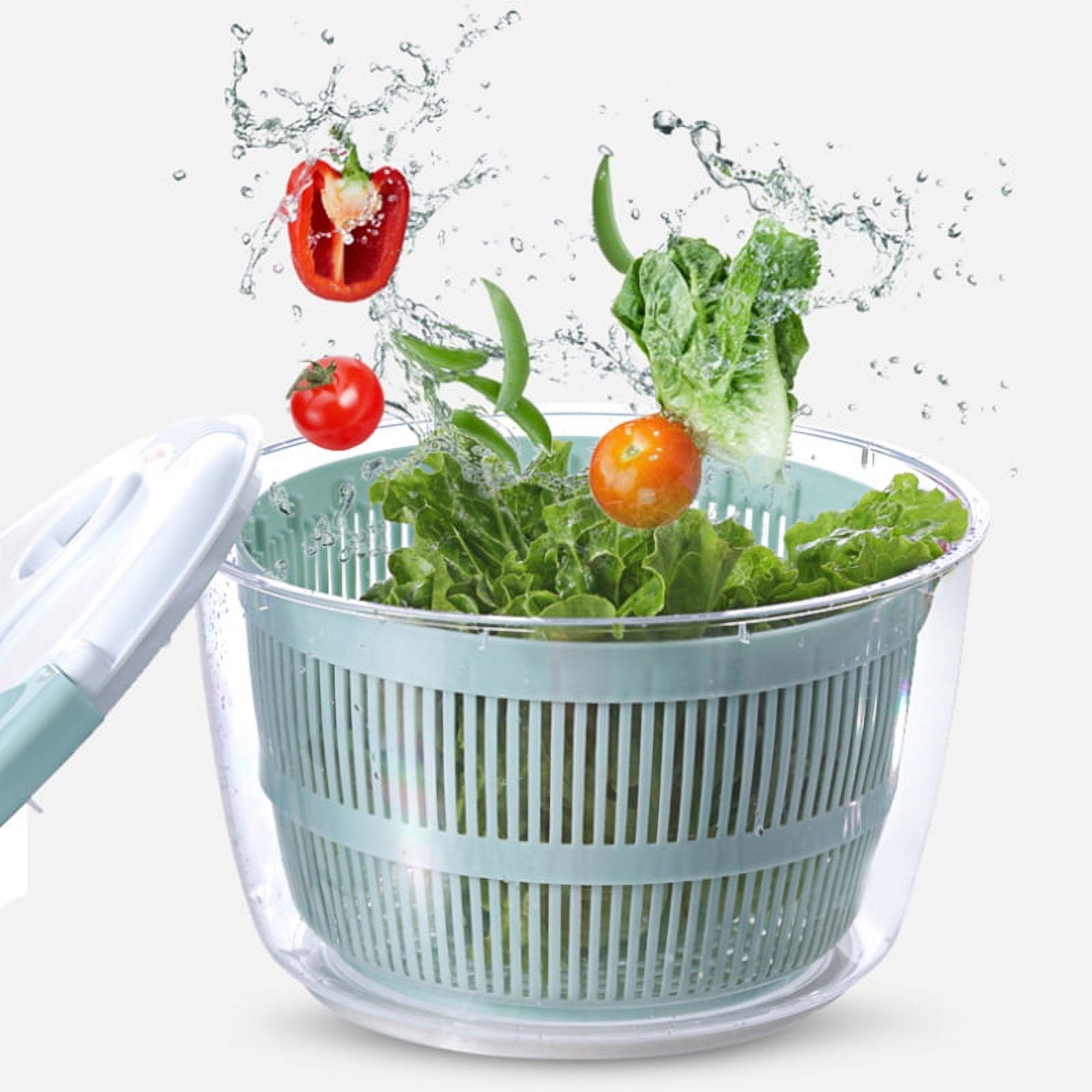 Kitchen Salad Spinner Large 5L Capacity - Manual Lettuce Spinner with  Secure Lid Lock & Rotary Handle - Easy To Use Salad Spinners with Bowl,  Colander & Built-in Draining System (Green),Green,F111238 