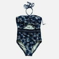 thumbnail image 3 of Michael Kors NAVY Palm Mix Bandeau Cutout One-Piece Swimsuit, US 14, 3 of 4