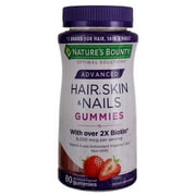 Nature's Bounty Advanced Hair, Skin, Nails, 2X Biotin, 80 Strawberry Gummies 1 ea (Pack of 2)