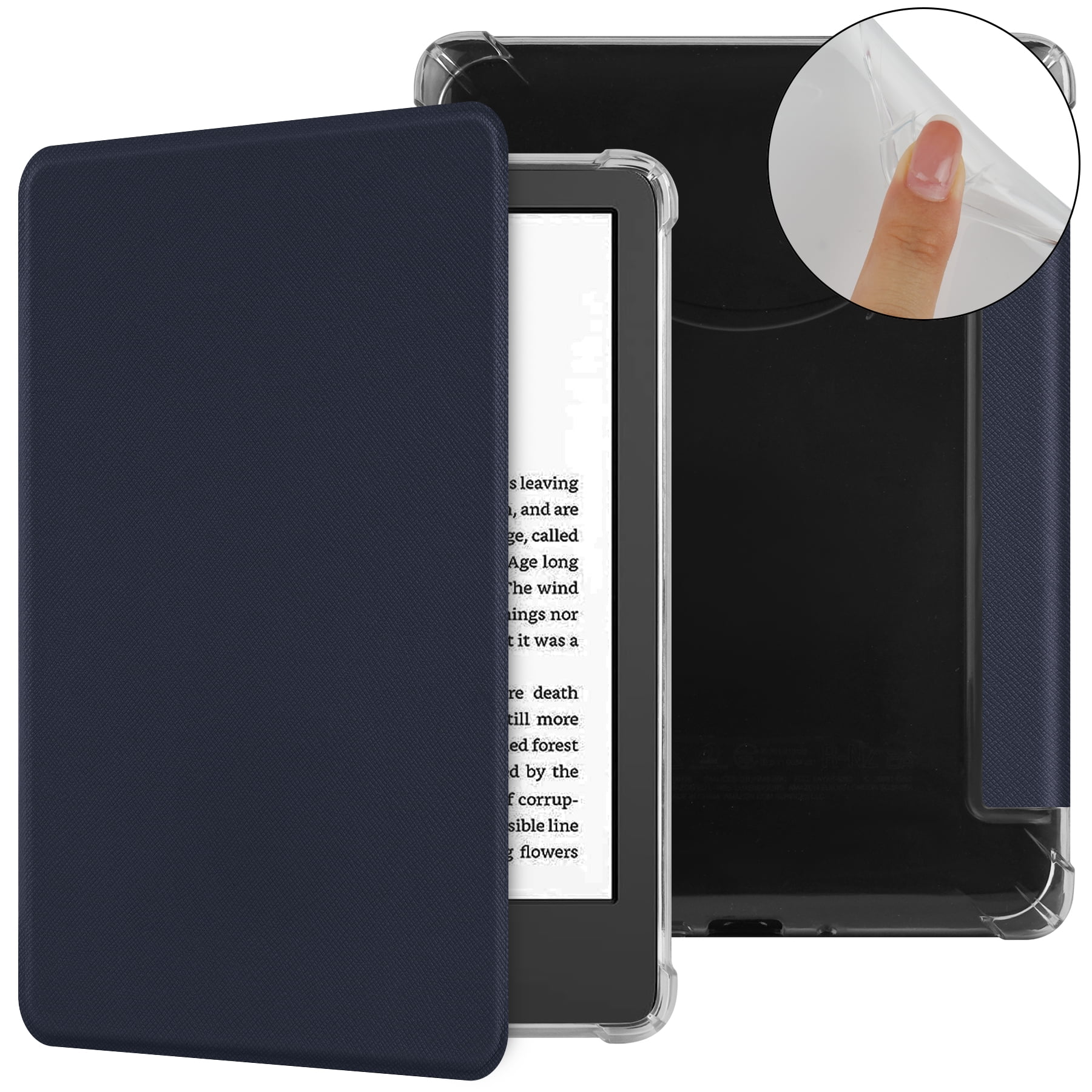 TECH CIRCLE for Amazon Kindle Paperwhite 6.8 Case 11th Generation 2021 Released Clear Back Folio Case PU Leather Protective Cover Slim Thin Lightweight Solid Case with Auto Sleep Wake Darkblue