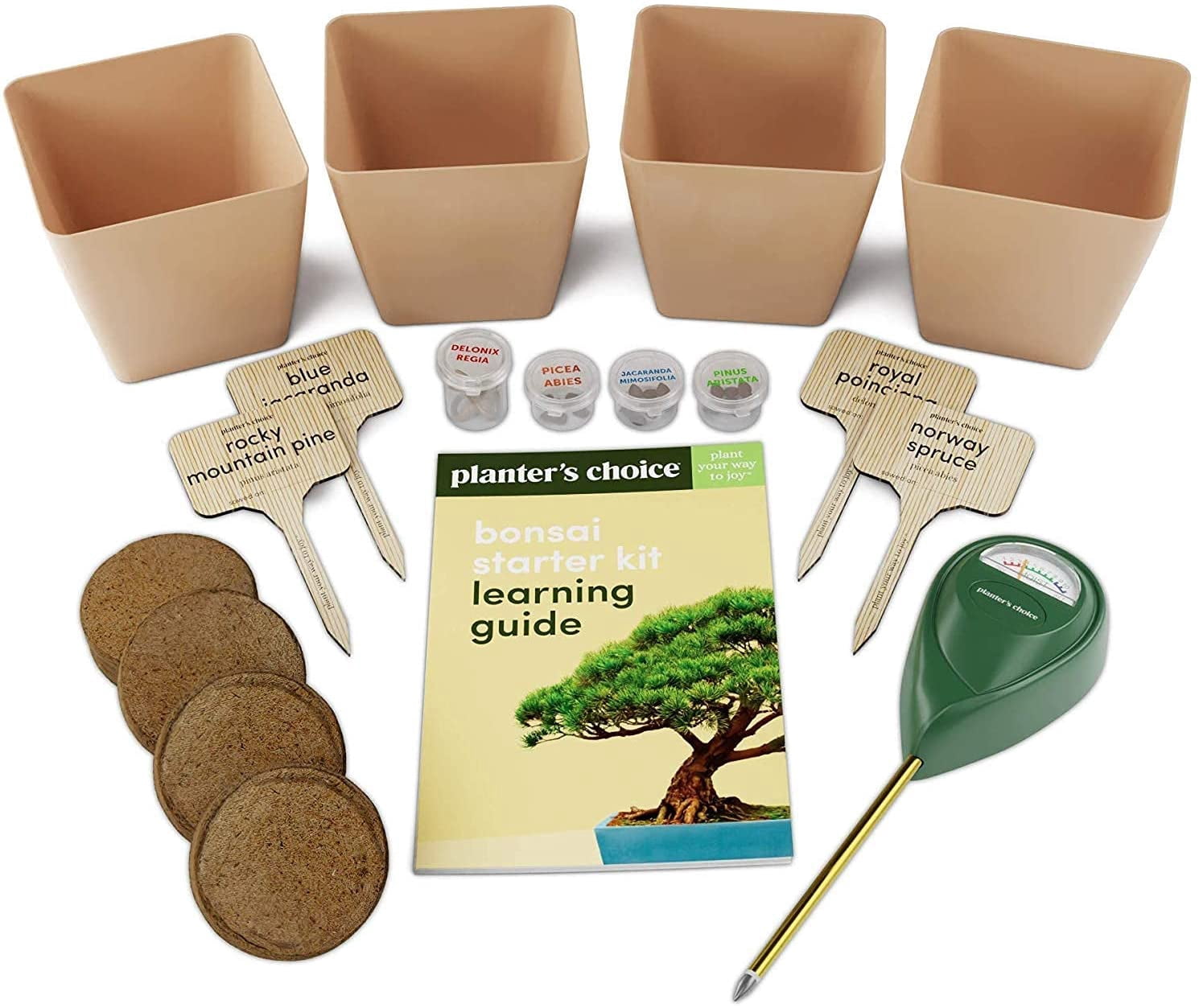 Planter's Choice Bonsai Tree Growing Kit - Grow 4 Indoor Bonsai Trees - Plant a Garden from Seeds - Unique Gardening Gifts for Women & Men Gardeners : Unusual Gift Ideas - Adults Gardener Gifts