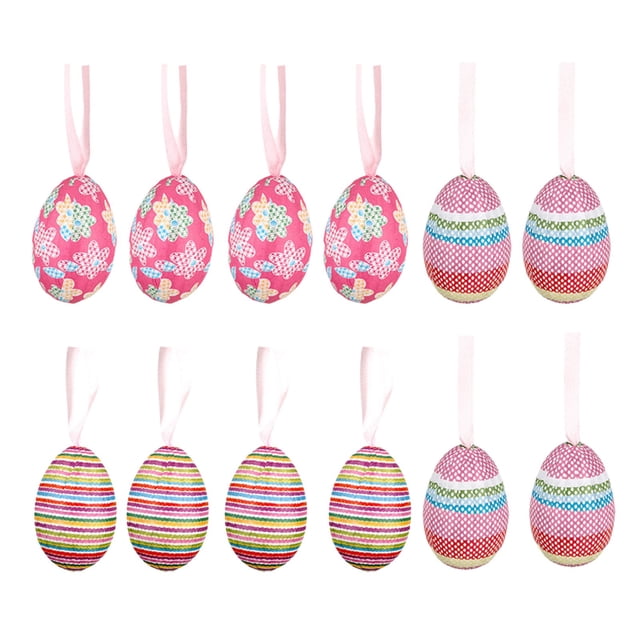 TIELUTT Polka Pattern Easter Eggs Kindergarten with Lanyard Foam Chicken and Rabbit Colorful Decorative Light Sticks for Easter Eggs Glass Window Hangings Ornament Lot Frosted Berry Picks