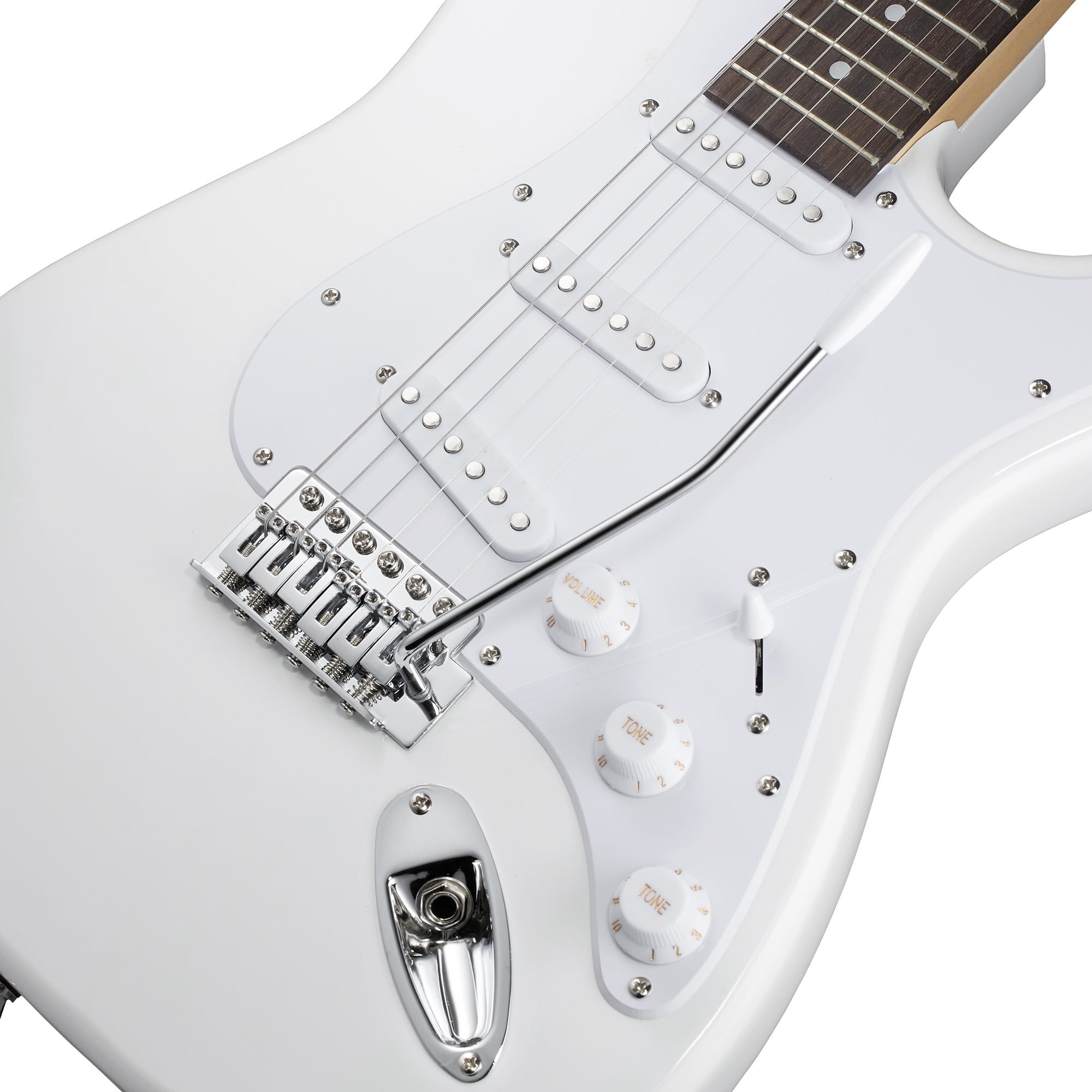 Ashthorpe 39-Inch Electric Guitar with S-S-S Pickups and Tremolo Bar - White/White