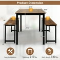 thumbnail image 3 of Costway 3pcs Dining Table Set Modern Studio Collection Table and 2 Bench Coffee, 3 of 11