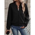 thumbnail image 2 of Womens Jacket Coat Casual Stand Collar Zip Up Fall Fashion Jackets Outfits with Pockets Black XXL, 2 of 7