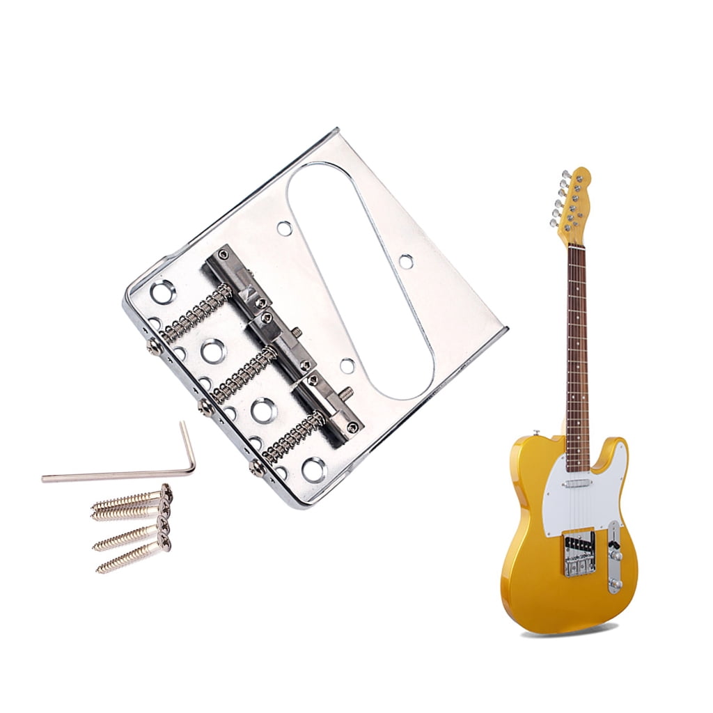 Zeiwohndc Guitar Bridge with Barrels Brass 3-Saddle for Hardtail Electric Guitar Part