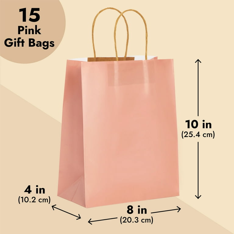 Prime Line Packaging Gift Bags Large, Pink Gift Bags, Frosted Plastic Bags  Bulk 16x6x12 50 Pack