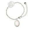 thumbnail image 2 of Delight Jewelry Silvertone Small Cream Imitation Pearl Silver-tone Flower Link Chain Bracelet, 6.75"+2" Extender, 2 of 4