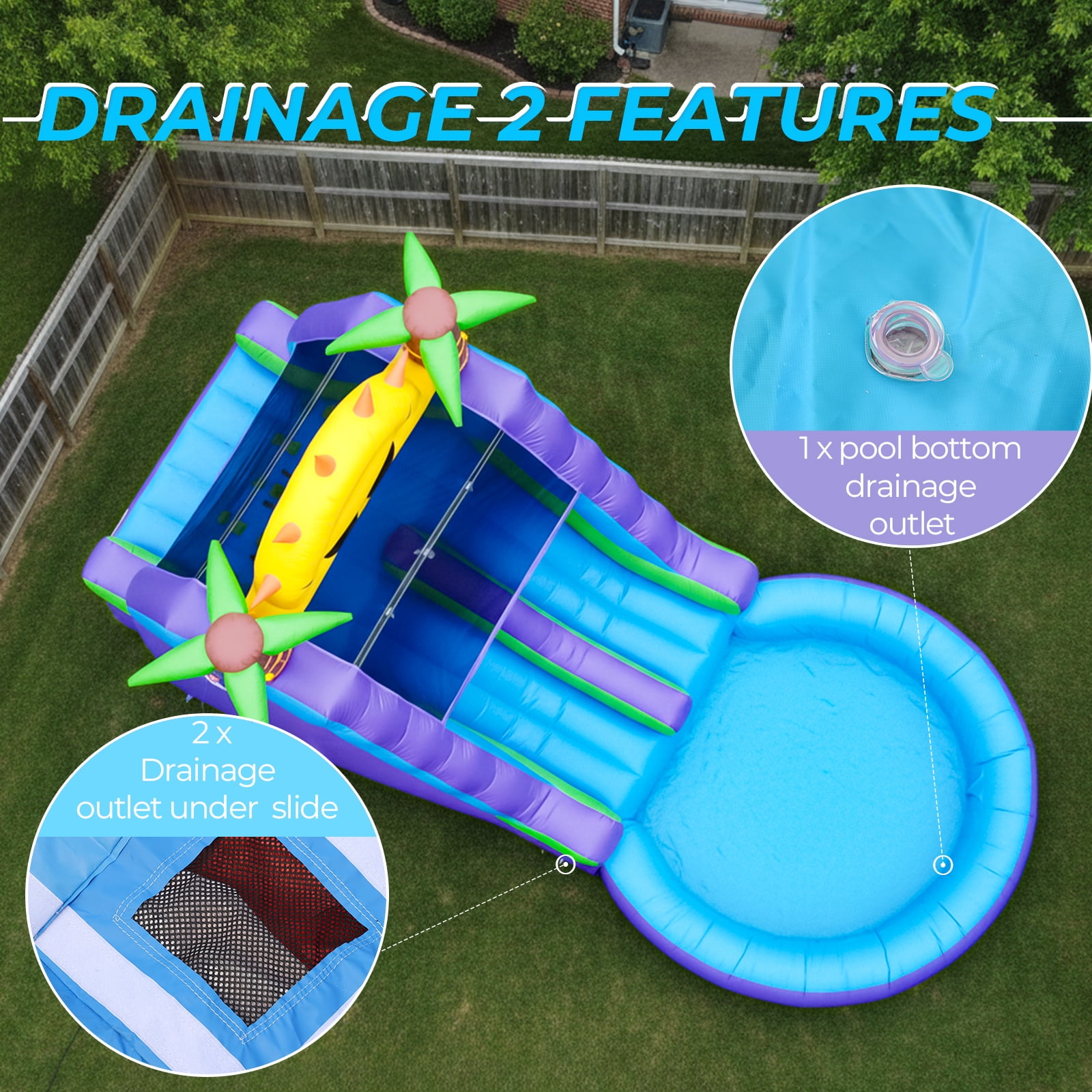 Relunch 26X12X14FT Commercial Inflatable Double Water Slide for Kids & Adults, PVC Inflatable Water Park with Climbing Wall & Blower, Giant Blow Up Water Slide Backyard Outdoor
