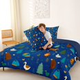 thumbnail image 4 of Manfei Woodland Camping Print Full Size Comforter Sets,Cute Bear Bedding Comforter Set,Navy Blue,Navy Blue Reversible,3 Pieces,1 Comforter and 2 Pillowcases, 4 of 7