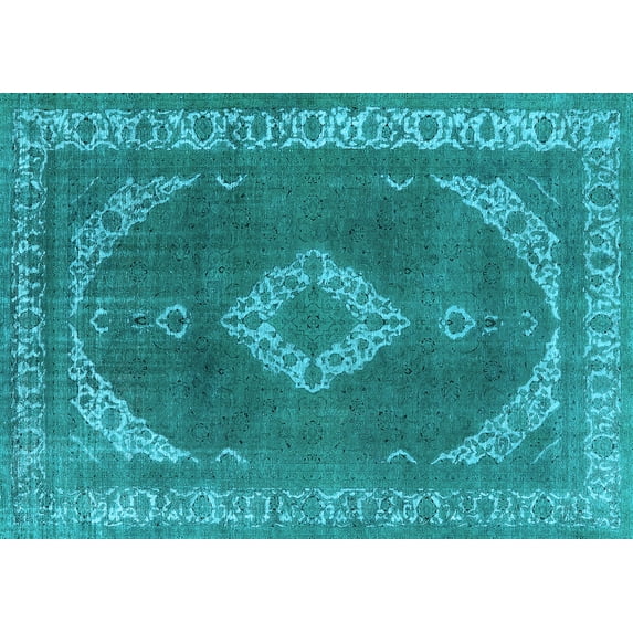 Ahgly Company Indoor Rectangle Oriental Light Blue Industrial Area Rugs, 7' x 10'