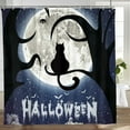 thumbnail image 3 of Halloween Shower Curtain Black Cat Night Moon Decor Holiday Shower Curtains for Bathroom Polyester 72x72 Inch, 3 of 7