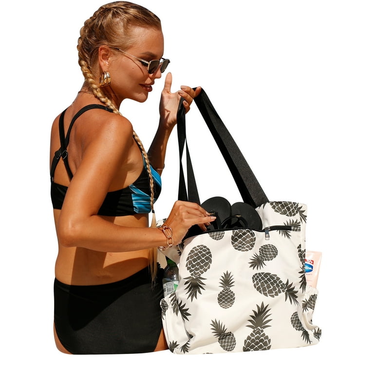 ALING Waterproof Beach Bag Women Tote Bag Travel Bag Large Tote Bag  Shoulder Bag for Shopping Outdoor Activity Gym Beach Travel, with Key  buckle 