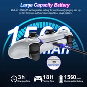 Gaming Controller Compatible with PS5/Slim/Pro/PC, Wireless Gamepad with 6-Axis Gyro/Dual Vibration/1500mAh Battery