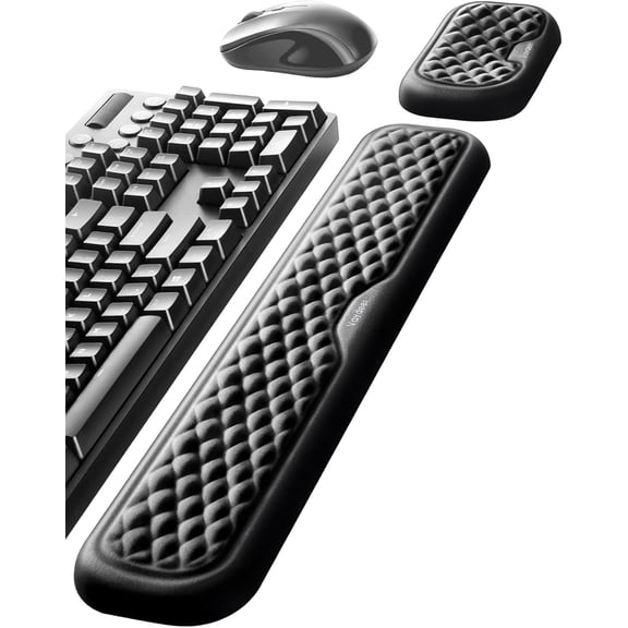 CHICAURA Ergonomic Memory Foam Wrist Rest Set for Keyboard and Mouse 2-Piece Standard Black