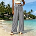 thumbnail image 4 of MYAOYINo Boundaries High Waisted Wide Leg Pants Women Daily Wear Button Front Tie Waist with Deep Pockets, 4 of 6