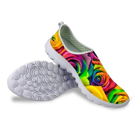 

Loafers Women Summer Beach Slip On Mesh Shoes Ladies Colorful Flower Printed Woman Casual Shoes Flat Sneakers Big Size 35-45