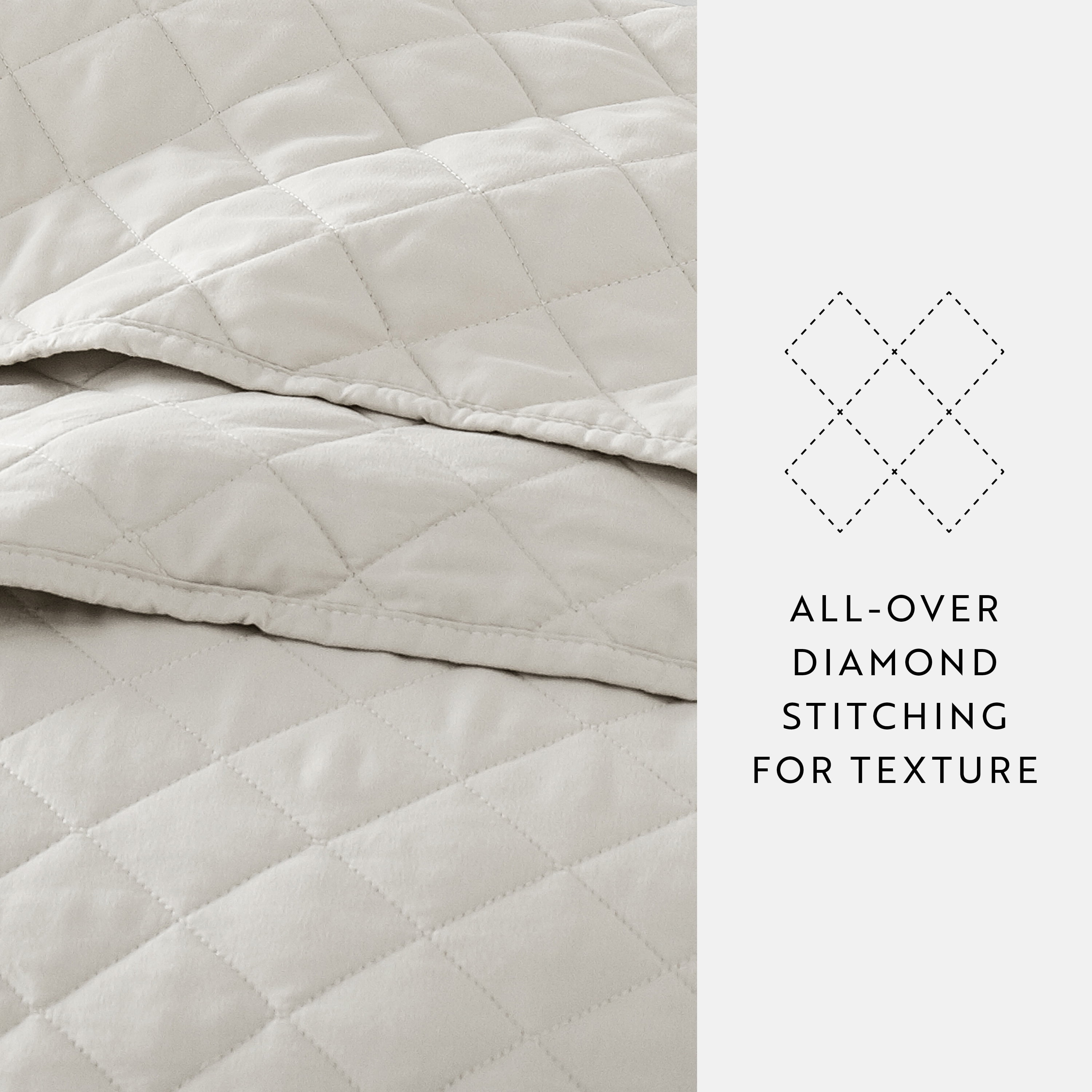 Noble Linens 3-Piece Natural Diamond Quilt Set, Twin / Twin XL