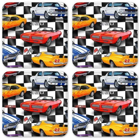 Vinyl Drink Coasters - Set of 4 - Muscle Cars - Image by Dan Morris
