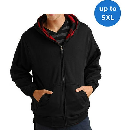 Big Men's Reversible Fleece Hoodie with Buffalo Plaid Lining