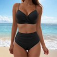 thumbnail image 2 of vigerkar Womens Twist High Waisted Bikini Sets Retro Swimsuits Adjustable 2 Piece Bathing Suits Black, S, 2 of 9