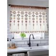thumbnail image 3 of Sheer Curtains 45 Inches Long, Southwest Geometric Light Filtering Window Curtains for Living Room, Western Boho Ethnic Beige Grey Wooden Rod Pocket Voile Sheer Curtain Drapes, 52"W x 45"L, 2 Panels, 3 of 8