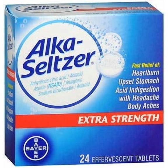 Alka-Seltzer Effervescent Extra Strength - 24 Tablets, Pack of 6