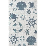 Unique Loom Outdoor Coastal Collection Area Rug - Marmaris (5' 3 x 8' Rectangle Ivory/Navy Blue)