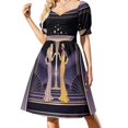 thumbnail image 3 of Vestido de manga corta con patrón de bordado kalocsai étnico húngaro, elegante y chic, para bodas y noches., 3 of 7