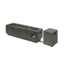 GDF Studio Jasmine Outdoor 50,000 BTU Rectangular Fire Pit with Tank Holder,Propane Gas , Concrete