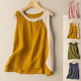 thumbnail image 7 of Lovskoo Plus Size Womens Summer Tops 2024 Casual Cotton Linen Tank Tops Color Block Round Neck Loose Sleeveless Shirts Blouses Gray, 7 of 7