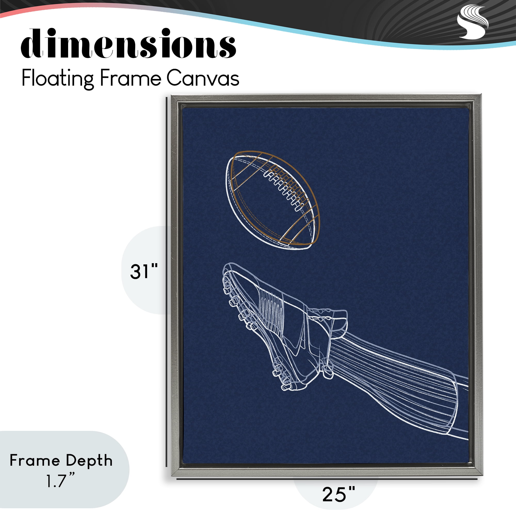 Stupell Industries Football Lines Contour Gray Framed Floater Canvas Wall Art, design by Marcus Prime